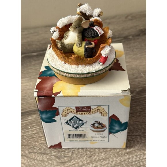 Charming Tails Fitz & Floyd Silent Night Christmas Mouse Candle Topper MM23 - Picture 2 of 4